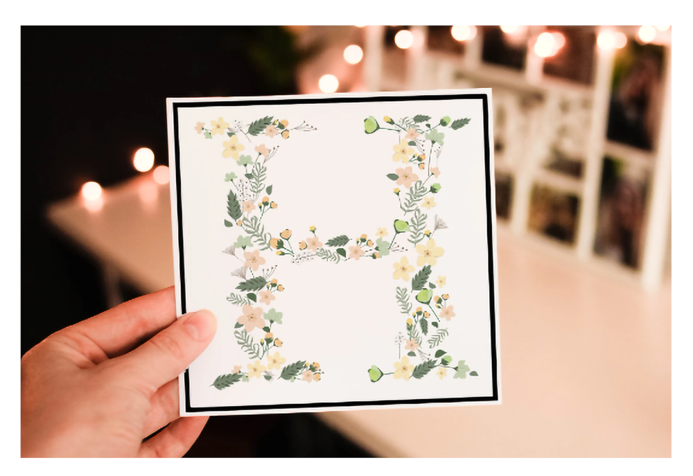 Flower Letter Art Birthday Card, Flower Initial Birthday Card - Click Image to Close